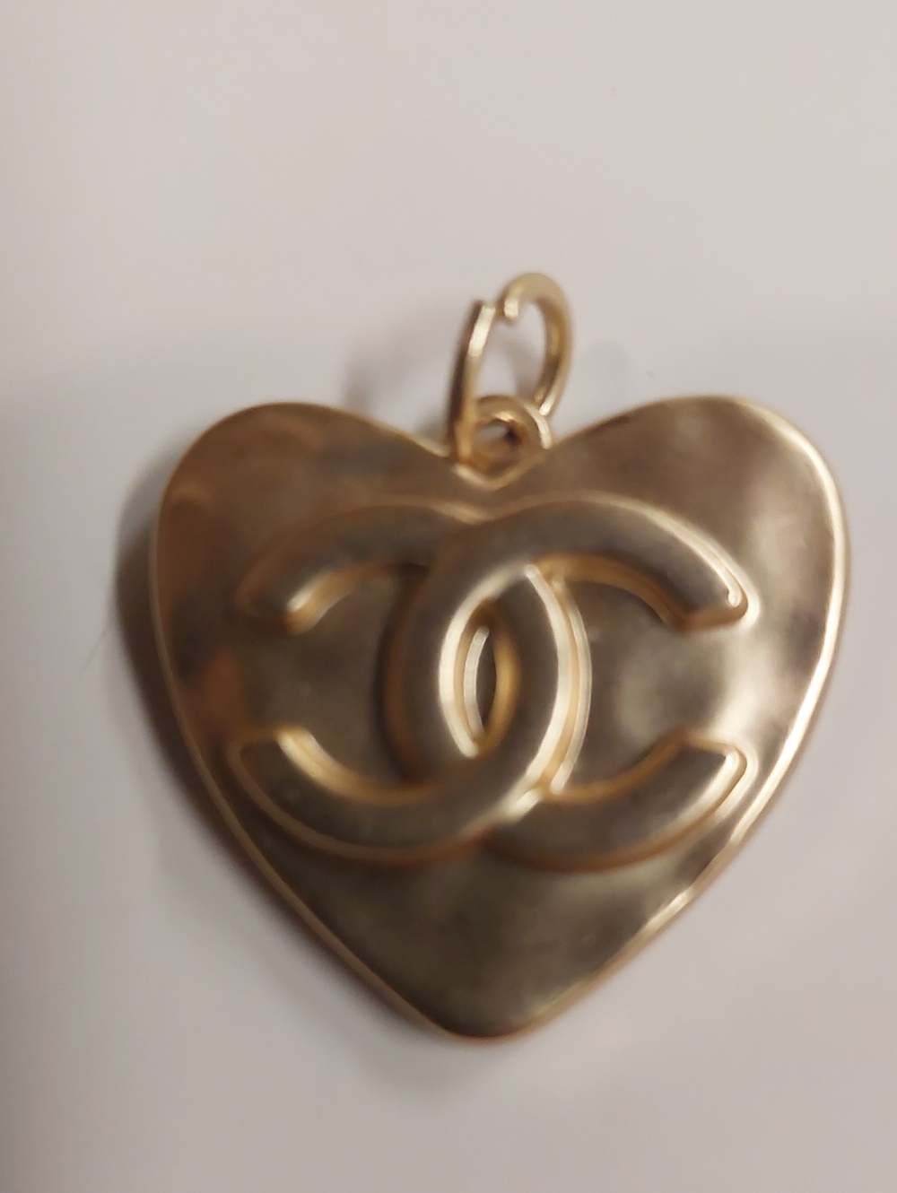 CC Gold Heart Charm Pendant with Interlocking Logo